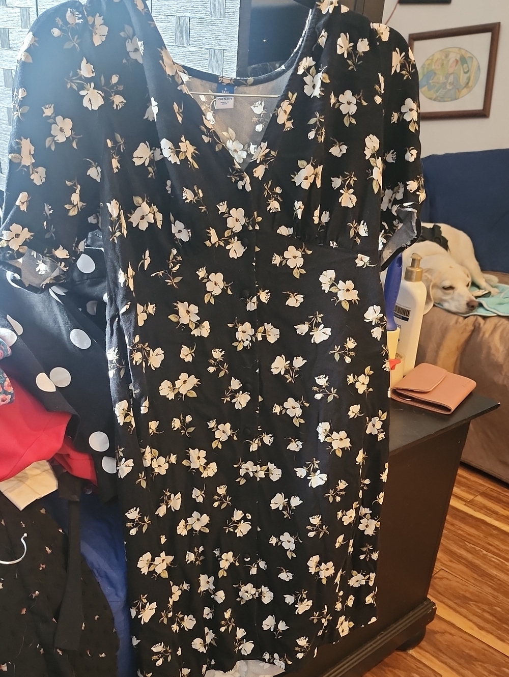 Black Floral V-Neck Women’s Dress
